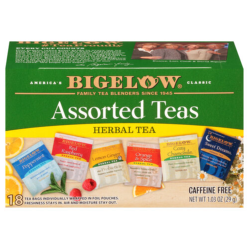 Bigelow Herbal Teas, Caffeine Free, Assorted, Bags