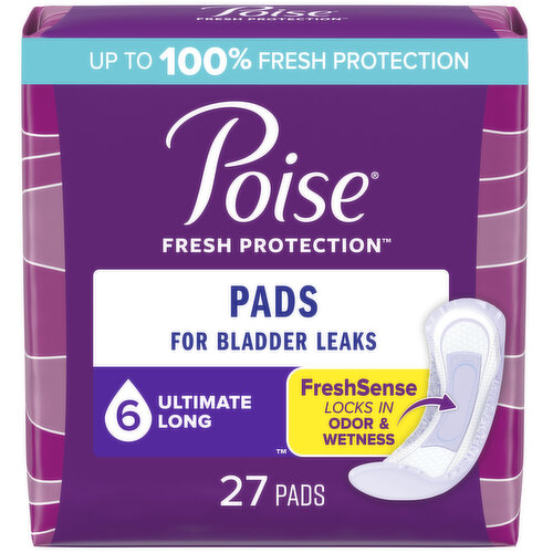 Poise Fresh Protection Pads, Ultimate, Long