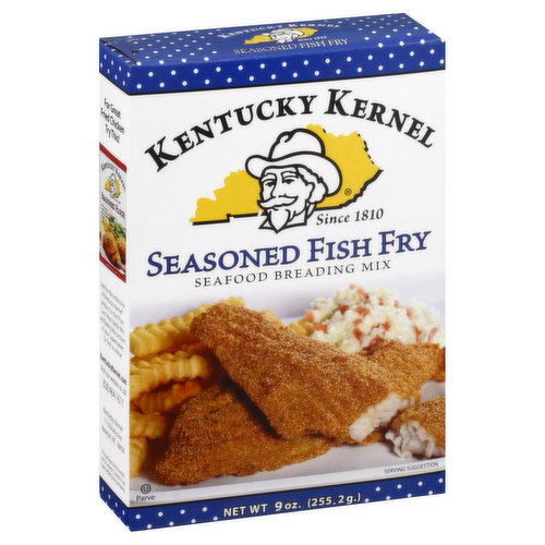 Seafood breading mix. Since 1810. This package is sold by weight not by volume. Contents may have settled during shipping. This item is not ready to eat. It must be thoroughly cooked. KentuckyKernel.com. Visit our website or call 828-464-1611. For great fried chicken, try this! Kentucky Kernel Seasoned Flour. Look for the entire line of Kentucky Kernel products in the flour, corn meal, batter mix and baking mix sections of your supermarket. Or find us online! Certified 100% recycled paperboard.