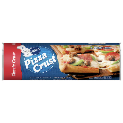 Homemade pizzas are as easy as pie with Pillsbury Classic Pizza Crust. Unlike frozen pizza crust, Pillsbury refrigerated pizza crust dough is ready to bake. Just unroll pizza dough on a sheet pan, prebake for 8 minutes, then add your favorite toppings and finish baking according to package directions for delicious oven-fresh pizza with a golden brown crust. Looking for more dinner ideas? Try Pillsbury Pizza Crust in a variety of Pillsbury recipes, including classic crowd-pleasing appetizers and easy everyday favorites, to find a new way to make Pillsbury pizza dough any day of the week. Imagine the memories you’ll make.