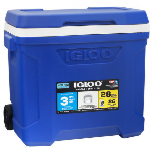 Igloo Wheeled Cooler, Profile II 28 Roller, Blue, 28 Quart