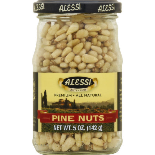 Premium. All natural. www.alessifoods.com. Product may settle during shipping. Pine nuts (pignoli). These aromatic, tender nuts are obtained from the cones of certain pine trees. Excellent in pesto, sauces or pastries. Product of China. Packed in the USA.
