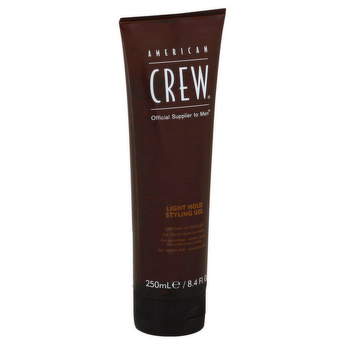 Light hold, non-flaking gel. Official supplier of men. Alcohol-free formula contains thermal barriers to protect hair from blow drying. This is one gel that works to condition scalp with ginseng and sage extract. www.americancrew.com. Made in USA with US and non-US components.