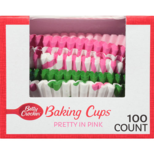 Betty Crocker baking cups are a quick and easy way to add colorful fun to any batch of cupcakes! Perfect for use with Betty Crocker decors, icings, and candles! Consumer Inquiries: 1-877-726-8793. Made in China.