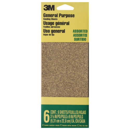 3M Sanding Sheets, General Purpose, Assorted