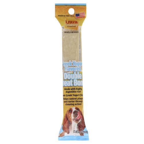 Ultra Chewy Treats for Dogs, Double Meat Bone, Greek Yogurt Flavored