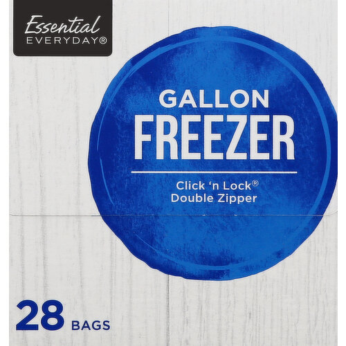 Essential Everyday Freezer Bags, Double Zipper, Gallon, Plastic Bags