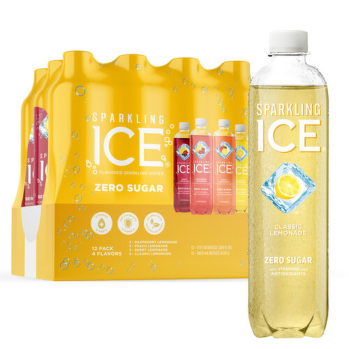 Sparkling Ice Flavor Lab Sparkling Water, Flavored, Zero Sugar, Assorted, Lemonades, 12 Pack