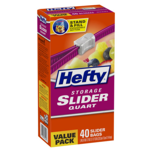 Hefty Slider Bags, Storage, Quart, Value Pack - 40 bags