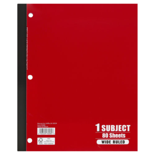 Norcom Notebook, 1 Subject, Wide Ruled, 80 Sheets