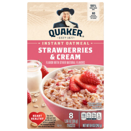 Quaker Oatmeal, Instant, Strawberries & Cream