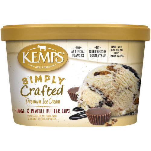 Kemps Simply Crafted Fudge & Peanut Butter Cups Ice Cream