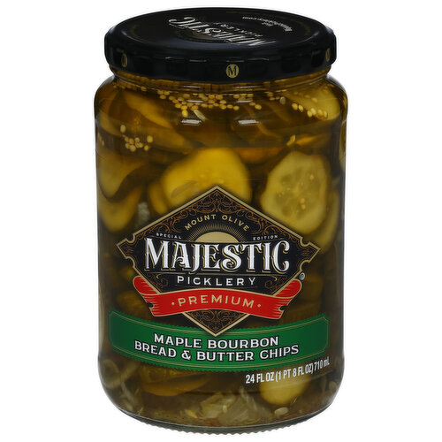 Mt Olive Majestic Picklery Bread & Butter Chips, Maple Bourbon, Premium