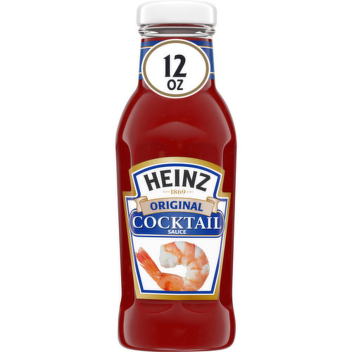 Heinz Original Cocktail Sauce delivers a great taste sure to please your entire family on seafood night. A special blend of spices combined with high-quality ingredients, such as horseradish and garlic powder, provide a zesty taste and burst of flavor in every bite. Each serving of this shrimp cocktail sauce has 70 calories and 0 g. of trans fat for a condiment you can feel good about eating. Mix this spicy cocktail sauce with your favorite ingredients to create a flavorful shrimp cocktail dipping sauce, or mix it with olive oil, honey and garlic for a delicious steak or chicken marinade. This 12 oz. bottle features a twist-off cap to keep the contents secure while you're saving it for later use.