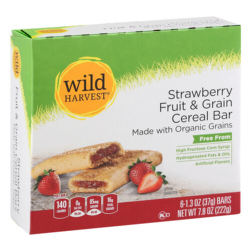 Per 1 Bar: 140 calories; 0 g sat fat (0% DV); 85 mg sodium (4% DV); 16 g total sugars. Certified organic by Quality Assurance International, Inc. Made with organic grains. Live free Free From: High fructose corn syrup. Hydrogenated fats & oils. Artificial flavors. Live free with wild harvest. Wild harvest is a complete selection of food products that are free from more than 140 undesirable ingredients. Our products are pure and simple because they're flavored and colored from natural sources not synthetic and created to support your family's lifestyle. When you know what's inside, you're free to enjoy lush salad blends, yummy chocolate chip cookies, milk, and more. It's easy to love fantastic foods that nourish growing bodies and fit your budget, everyday. 100% Quality Guaranteed: Like it or let us make it right. That's our quality promise. mywildharvest.com. SmartLabel. To learn more about Wild Harvest products, including our full line of organic products, and for recipes, please vist www.mywildharvest.com.
