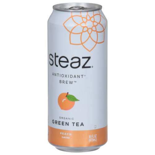 Steaz Organic Green Tea, Peach, 16 fl. oz.