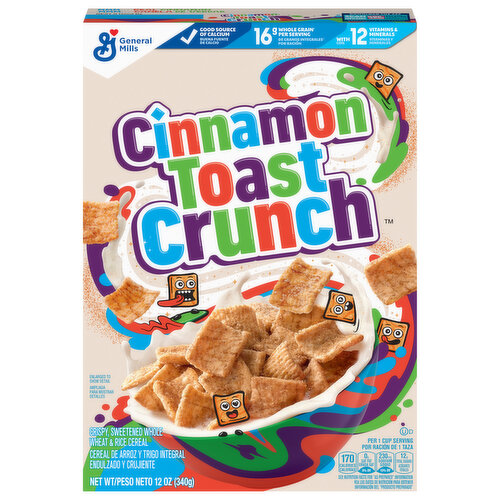 Cinnamon Toast Crunch Whole Wheat & Rice Cereal, Sweetened, Crispy