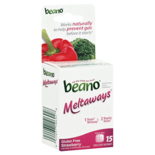 Beano Beano, Meltaways, Single Dose, Strawberry