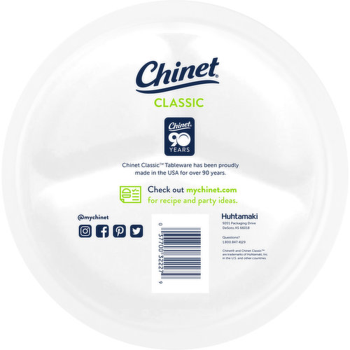 Chinet Classic White Dinner Plates, 10.375