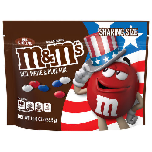 M&M's Chocolate Candies, Red, White & Blue Mix, Milk Chocolate, Sharing Size