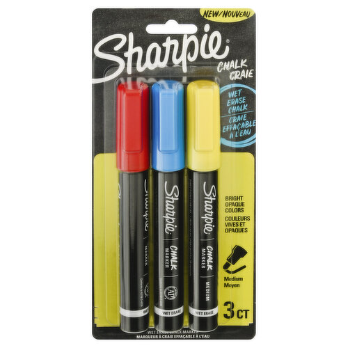 Sharpie Chalk Marker, Wet Erase, Medium - 3 chalk markers