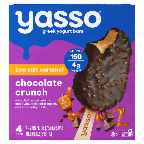 Yasso Yogurt Bars, Greek, Sea Salt Caramel/Chocolate Crunch, 4 Pack