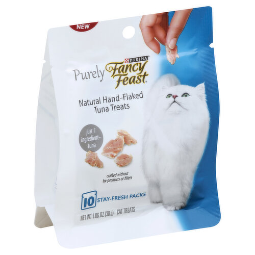 Fancy Feast Purely Cat Treats, Natural, Hand-Flaked, Tuna, Stay-Fresh Packs