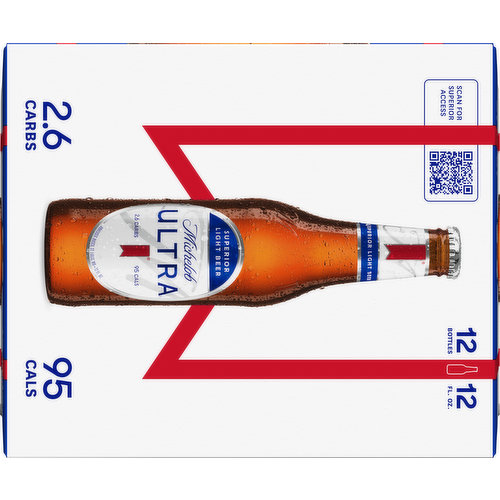 Michelob Ultra Beer, Superior Light, 12 Pack - 12 pack, 12 fl oz bottles