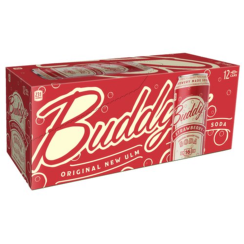 Buddy's Soda Strawberry Soda, 12 Pack Cans