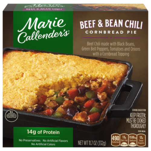 Marie Callender's Frozen Beef & Bean Chili Cornbread Pie