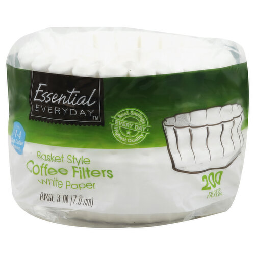 Essential Everyday Coffee Filters, Basket Style, White Paper, 1-4 Cup