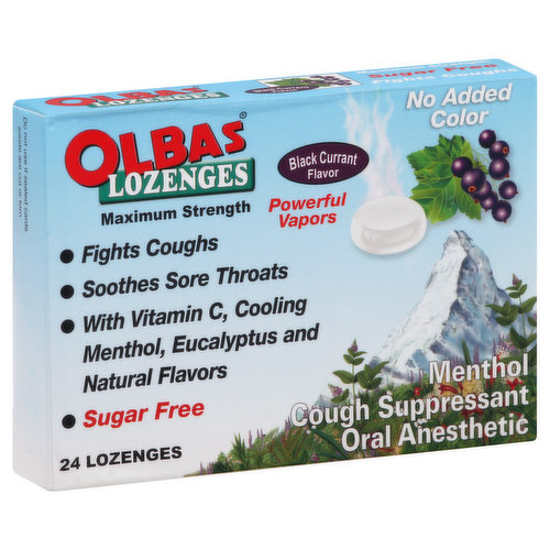 Olbas Lozenges, Sugar Free, Maximum Strength, Black Currant Flavor