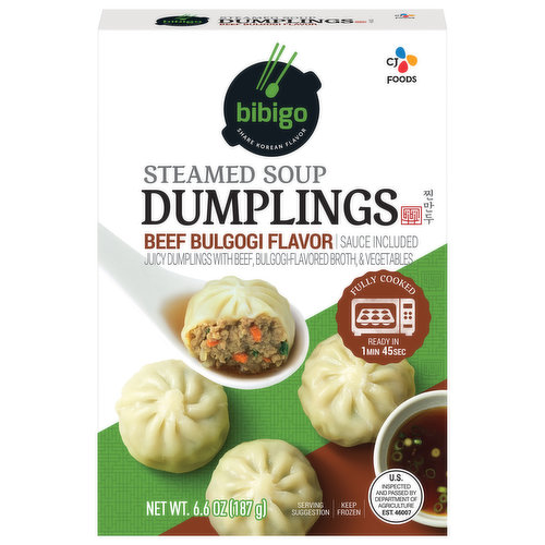 Bibigo Dumplings, Beef Bulgogi Flavor, Steamed Soup
