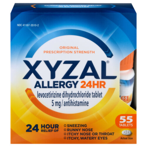 Xyzal Allergy, 24hr, Original Prescription Strength, 5 mg, Tablets