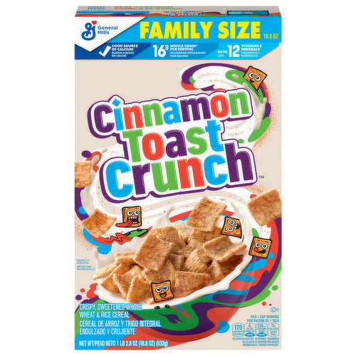 Cinnamon Toast Crunch Cereal, Wheat & Rice, Crispy, Sweetened