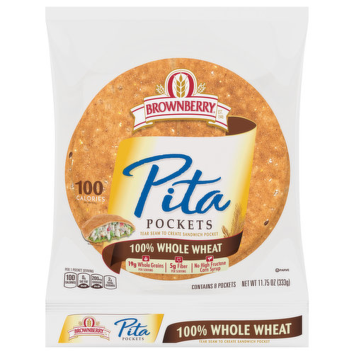 Brownberry Pita Pockets, 100% Whole Wheat