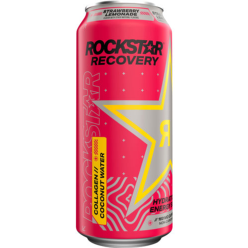 Rockstar Energy Drink, Whipped Strawberry 16 Fl Oz, Energy