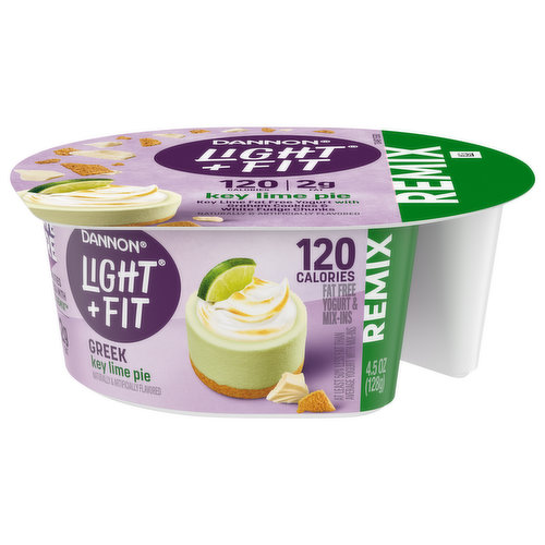 Dannon Light + Fit Yogurt & Mix-Ins, Fat Free, Key Lime Pie, Greek
