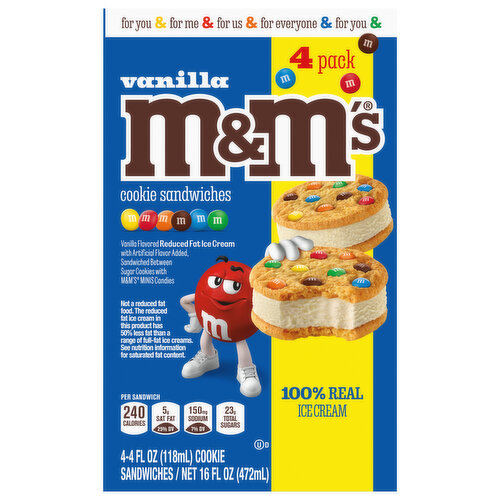 M&M's Cookie Sandwiches, Vanilla, 4 Pack