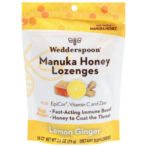 Wedderspoon Lozenges, Manuka Honey, Lemon Ginger