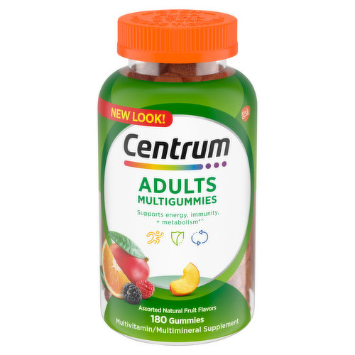 Centrum Multigummies, Adults, Gummies, Assorted Natural Fruit Flavors