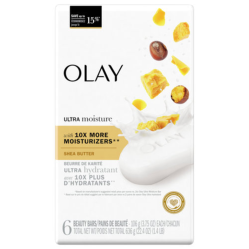 Olay Beauty Bars, Ultra Moisture, Shea Butter