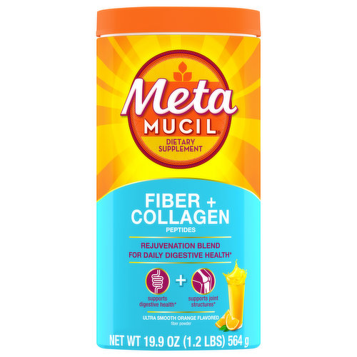 Metamucil Fiber + Collagen Peptides, Powder, Ultra Smooth Orange Flavored