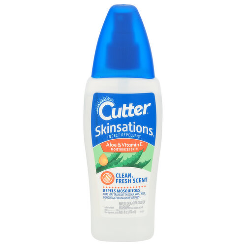 Cutter Skinsations Insect Repellent, Clean, Fresh Scent, Aloe & Vitamin E