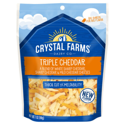 Crystal Farms Cheese, Triple Cheddar, Thick Cut