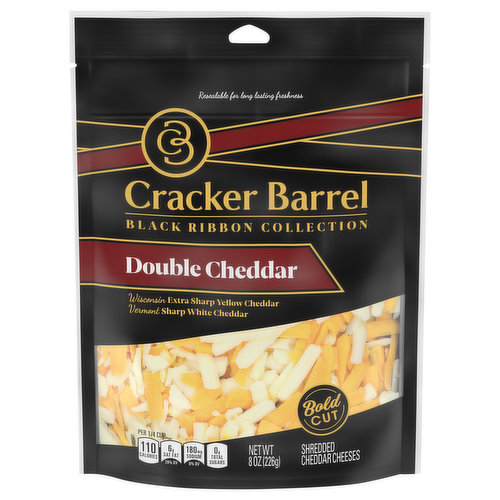 Cracker Barrel Shredded Cheese, Double Cheddar, Bold Cut