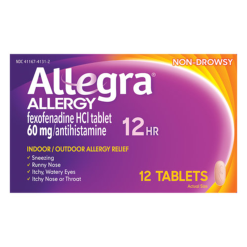 Allegra Allergy, Indoor/Outdoor, Non-Drowsy,12 Hr, Tablets