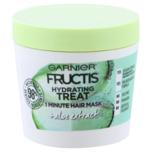 Garnier Fructis Hair Mask, 1 Minute, Hydrating Treat, + Aloe Extract