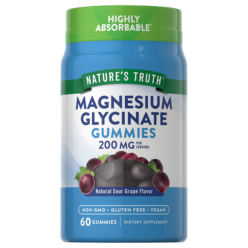 Nature's Truth Magnesium Glycinate, 200 mg, Gummies, Natural Sour Grape Flavor