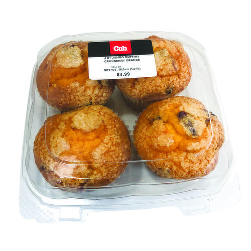 Cub Bakery 4 Ct Jumbo Muffins
Cranberry Orange